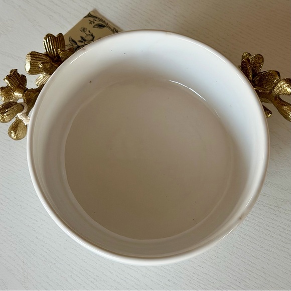White Ceramic Bowl with Gold Branch Design - Picture 11 of 11